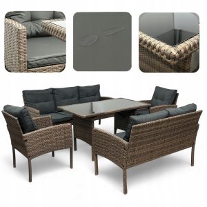 ZESTAW MEBLI OGRODOWYCH MTG SFS078-2 MEBLE OGRODOWE TECHNORATTAN JASNY BRĄZ